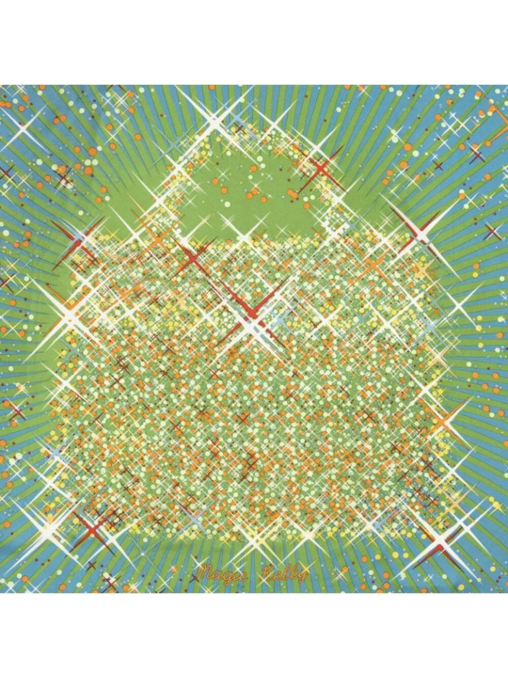 Hermes Scarf Blue Green Orange Twill Silk